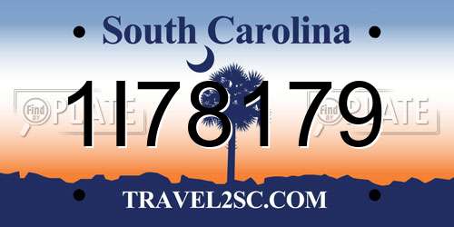 1I78179 South Carolina License Plate