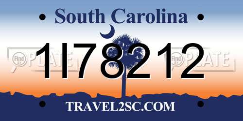 1I78212 South Carolina License Plate