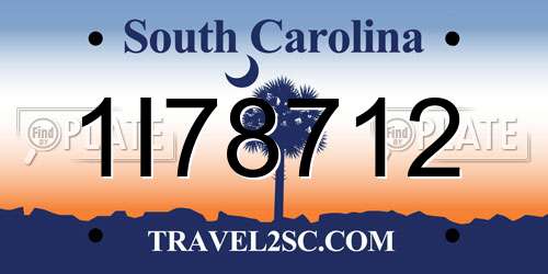 1I78712 South Carolina License Plate