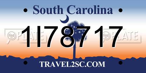 1I78717 South Carolina License Plate