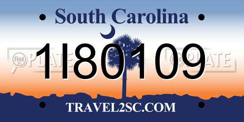 1I80109 South Carolina License Plate