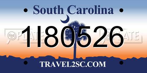 1I80526 South Carolina License Plate