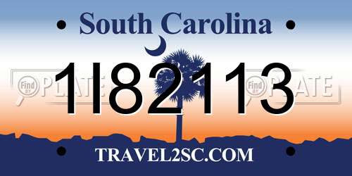 1I82113 South Carolina License Plate