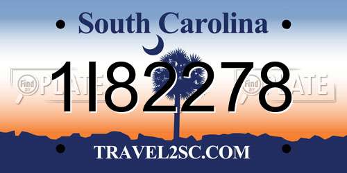 1I82278 South Carolina License Plate