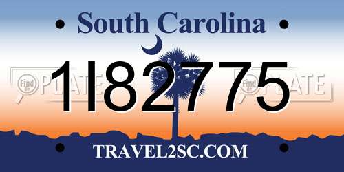 1I82775 South Carolina License Plate