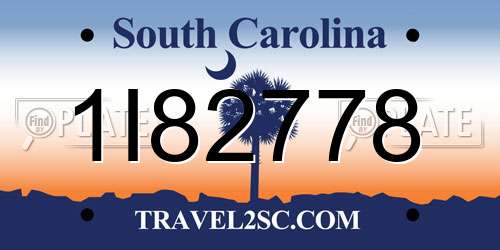 1I82778 South Carolina License Plate