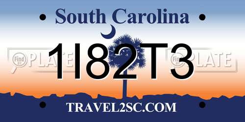 1I82T3 South Carolina License Plate