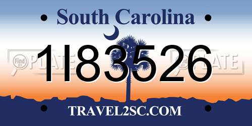 1I83526 South Carolina License Plate