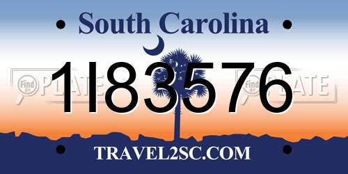 1I83576 South Carolina License Plate