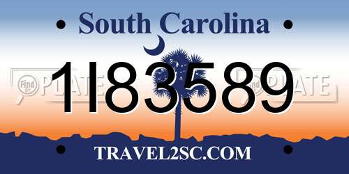 1I83589 South Carolina License Plate
