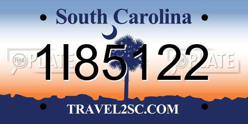 1I85122 South Carolina License Plate
