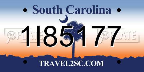 1I85177 South Carolina License Plate