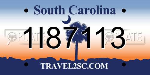 1I87113 South Carolina License Plate