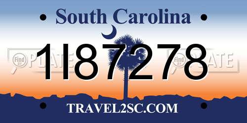 1I87278 South Carolina License Plate