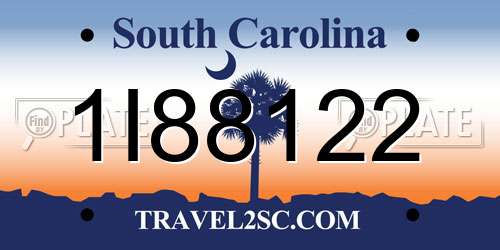 1I88122 South Carolina License Plate