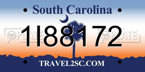 1I88172 South Carolina License Plate