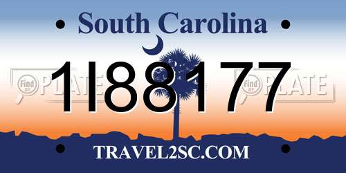 1I88177 South Carolina License Plate