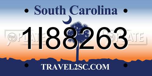 1I88263 South Carolina License Plate