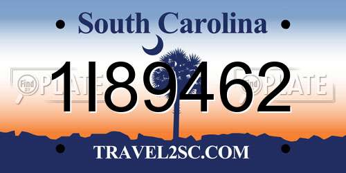 1I89462 South Carolina License Plate