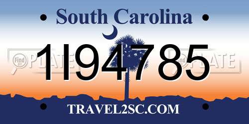 1I94785 South Carolina License Plate