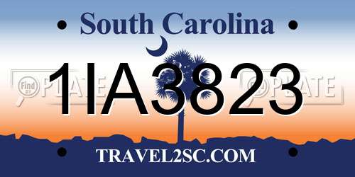 1IA3823 South Carolina License Plate