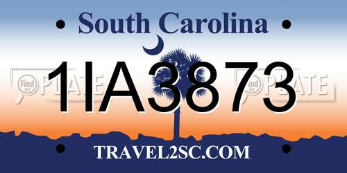 1IA3873 South Carolina License Plate