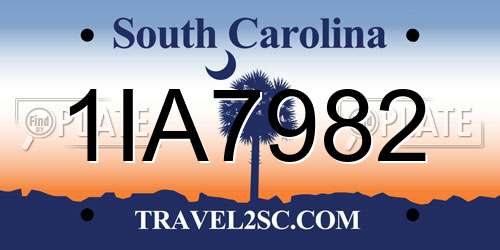 1IA7982 South Carolina License Plate