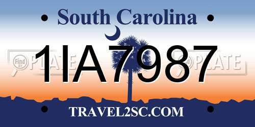 1IA7987 South Carolina License Plate