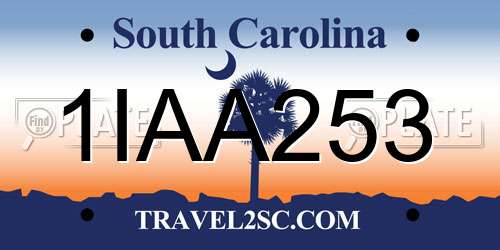 1IAA253 South Carolina License Plate