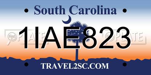 1IAE823 South Carolina License Plate