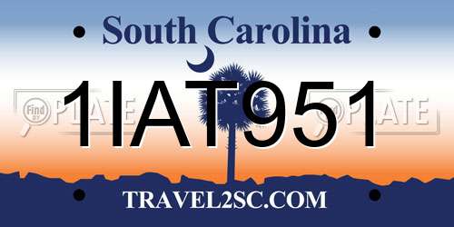 1IAT951 South Carolina License Plate