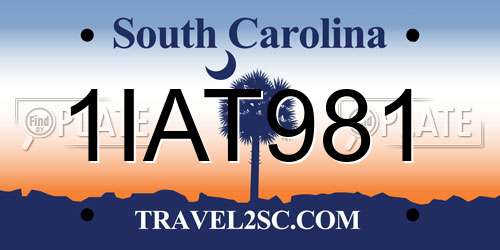 1IAT981 South Carolina License Plate