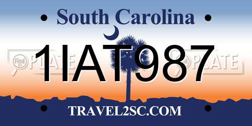 1IAT987 South Carolina License Plate