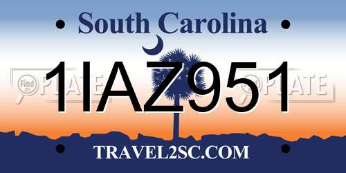 1IAZ951 South Carolina License Plate