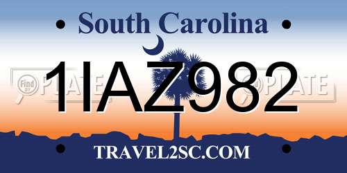 1IAZ982 South Carolina License Plate