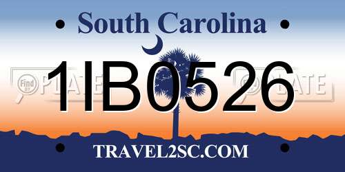 1IB0526 South Carolina License Plate