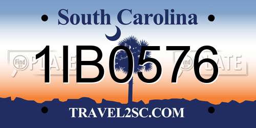 1IB0576 South Carolina License Plate