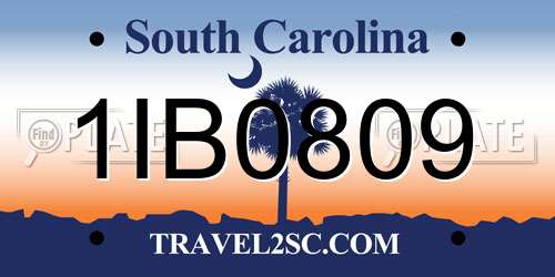 1IB0809 South Carolina License Plate