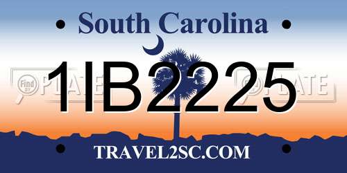 1IB2225 South Carolina License Plate