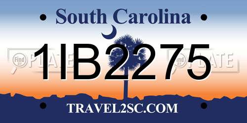 1IB2275 South Carolina License Plate