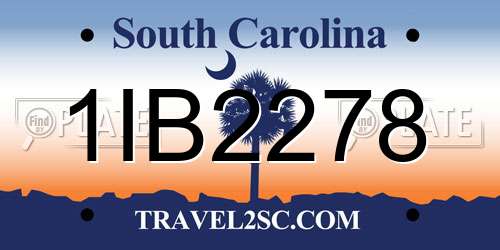1IB2278 South Carolina License Plate