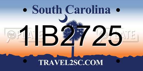 1IB2725 South Carolina License Plate