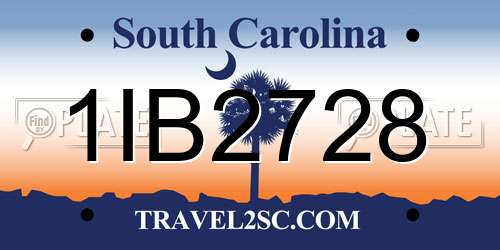 1IB2728 South Carolina License Plate