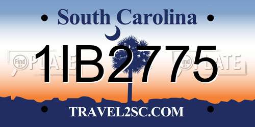1IB2775 South Carolina License Plate