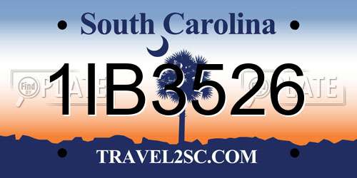 1IB3526 South Carolina License Plate