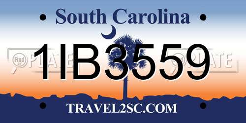 1IB3559 South Carolina License Plate