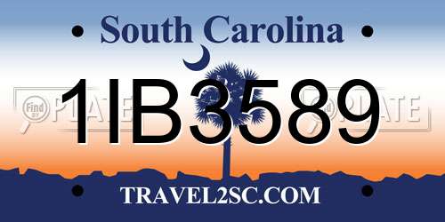 1IB3589 South Carolina License Plate