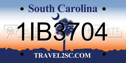 1IB3704 South Carolina License Plate