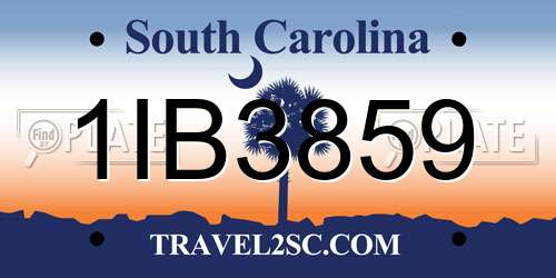 1IB3859 South Carolina License Plate