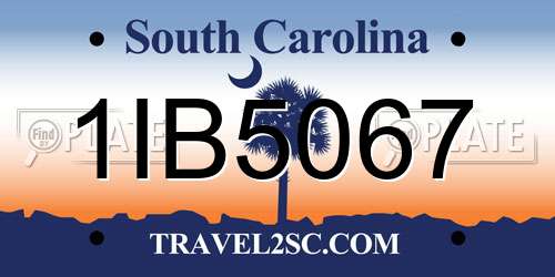 1IB5067 South Carolina License Plate